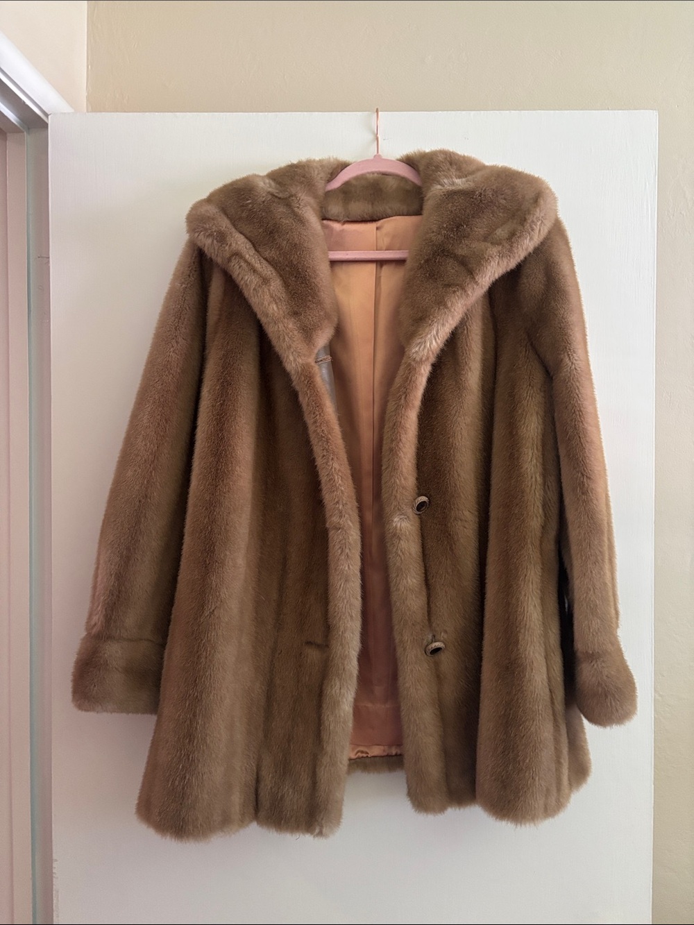 Classic Women's Real Fur Coat in Light Brown